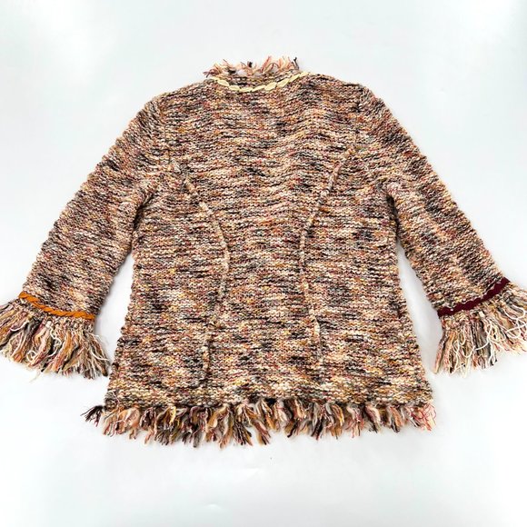 Angel of the North Jacket Womens Large Multicolor Fringe Detail Chunky Knitted - Picture 3 of 5